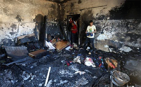 así quedó la casa de Saed Dawabsha tras el ataque sionista Muere el padre del bebé palestino asesinado por colonos judíos